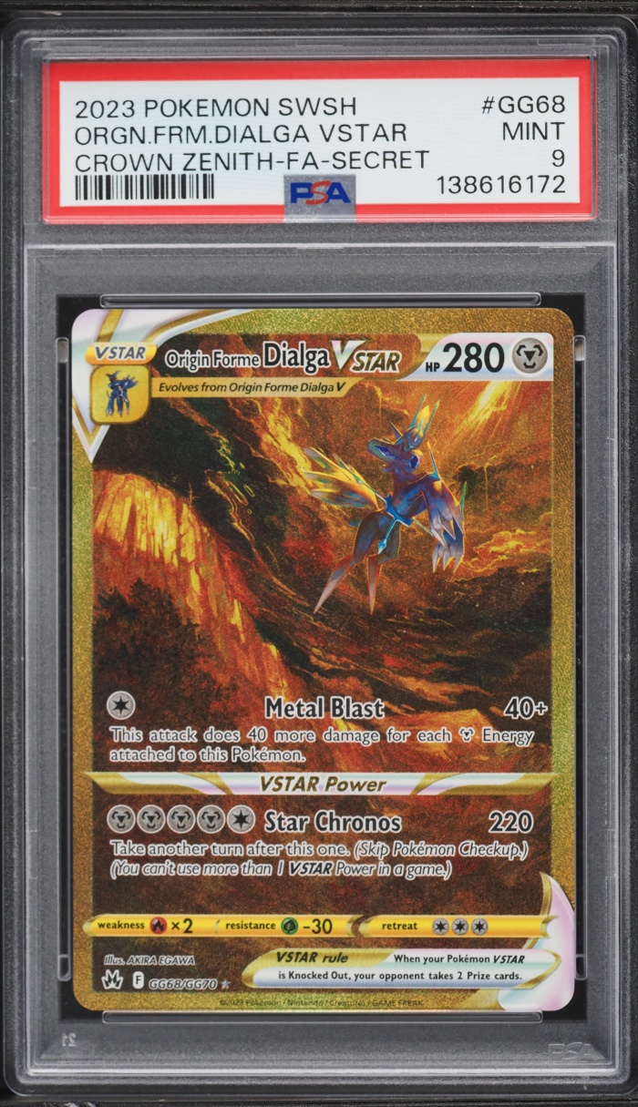 2023 Pokemon Sword & Shield Crown Zenith Gold Rare Origin Forme Dialga VSTAR #GG68 PSA 9 MINT