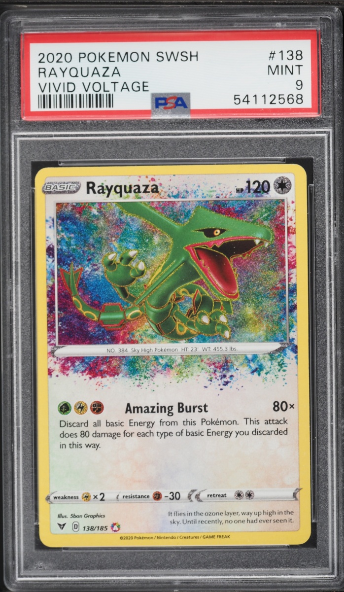 2020 Pokemon Sword & Shield Vivid Voltage Amazing Rare Rayquaza #138 PSA 9 MINT