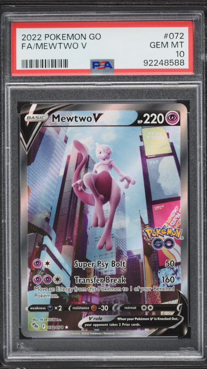 2022 Pokemon Sword & Shield Pokeemon GO Alt Art Mewtwo V #72 PSA 10 GEM MINT
