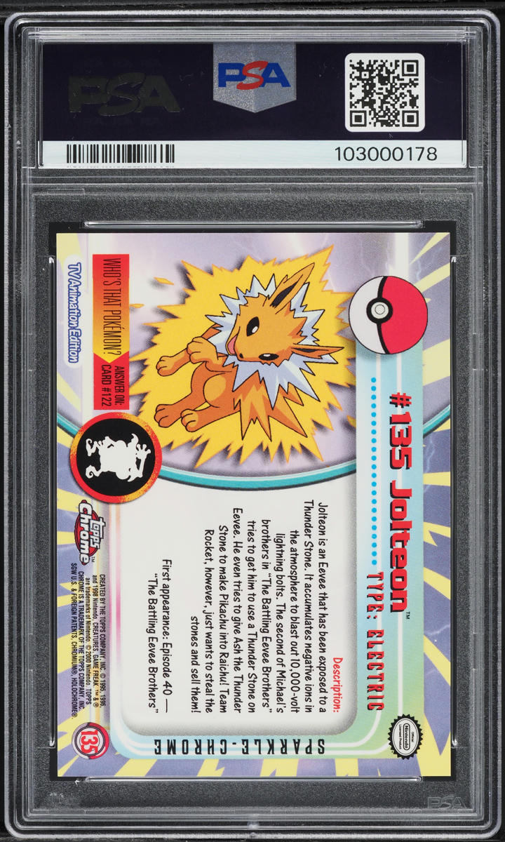 2000 Topps Chrome Pokemon Series 2 Sparkle Jolteon #135 PSA 10 GEM MINT