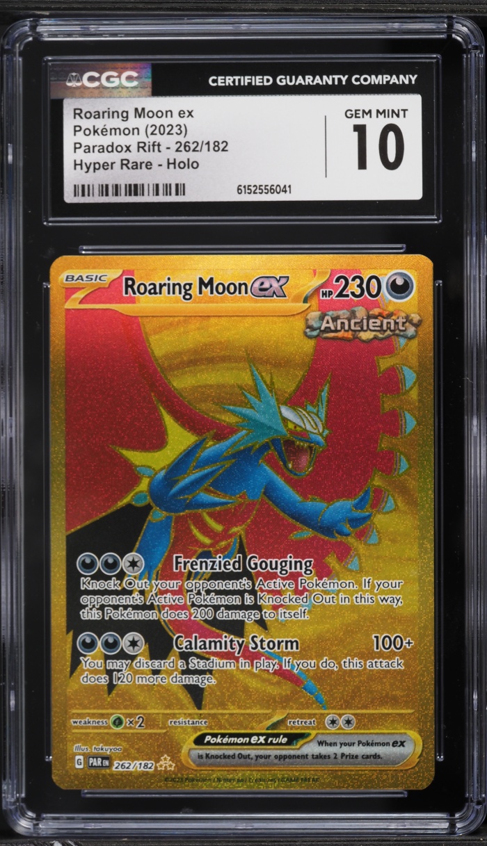 2023 Pokemon Scarlet & Violet Paradox Rift Gold Rare Roaring Moon ex #262 CGC 10 GEM MINT