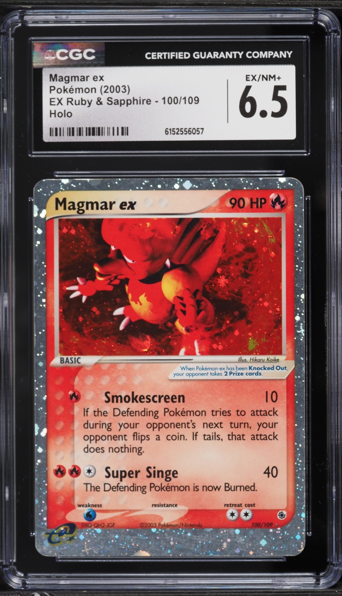 2003 Pokemon EX Ruby & Sapphire Holo Magmar ex #100 CGC 6.5 EXMT+
