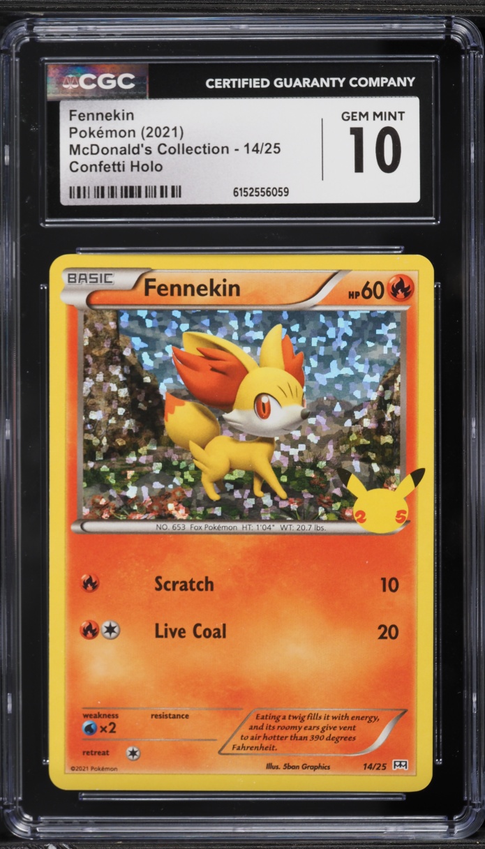 2021 Pokemon Sword & Shield McDonald's Collection Confetti Holo Fennekin #14 CGC 10 GEM MINT