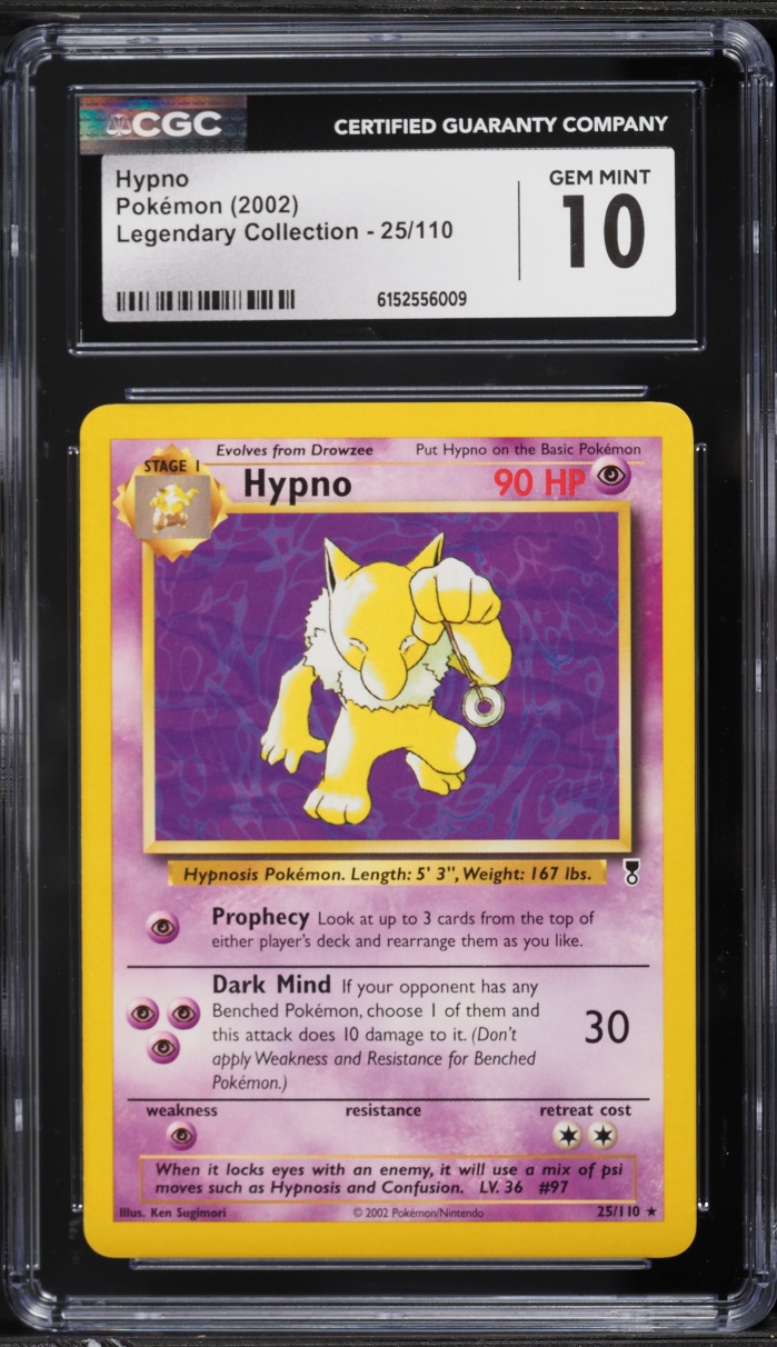 2002 Pokemon Legendary Collection Hypno #25 CGC 10 GEM MINT