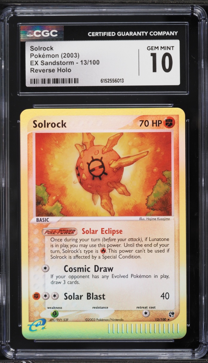 2003 Pokemon EX Sandstorm Reverse Holo Solrock #13 CGC 10 GEM MINT
