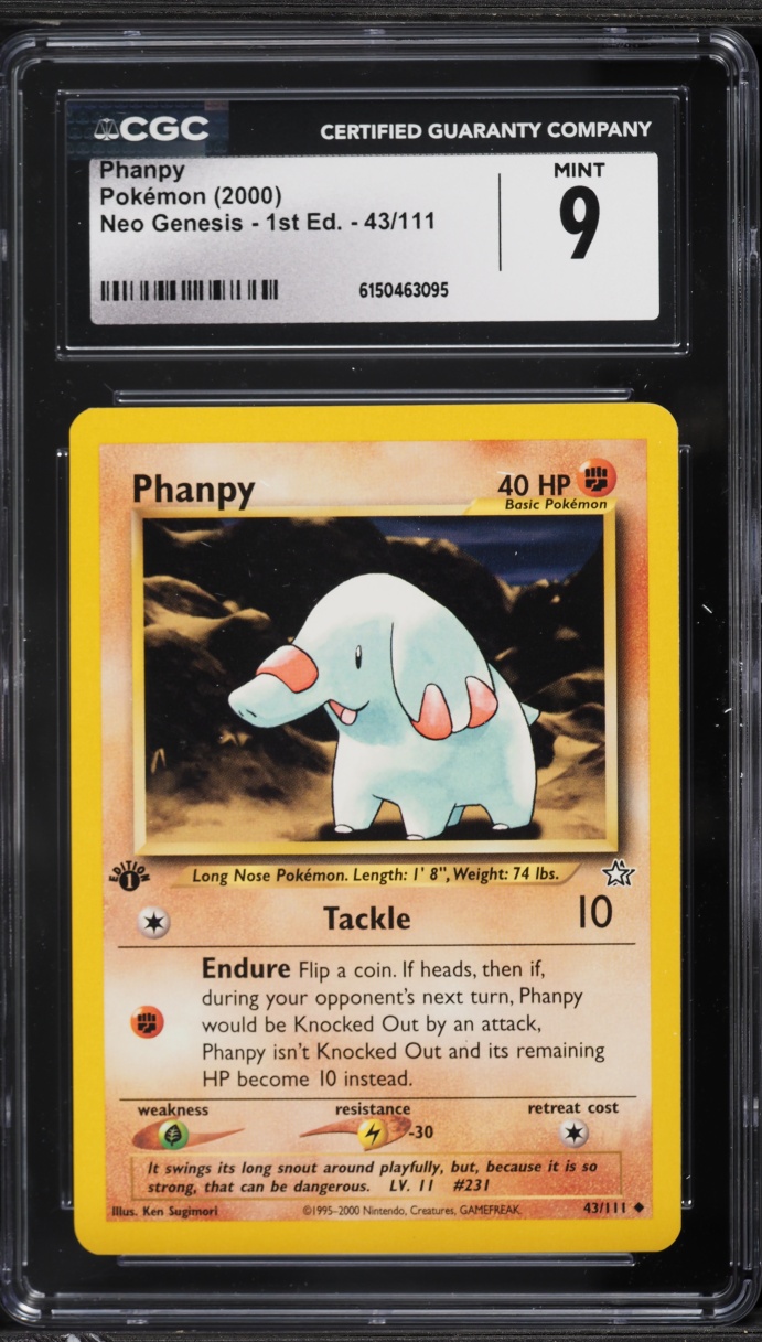 2000 Pokemon Neo Genesis 1st Edition Phanpy #43 CGC 9 MINT