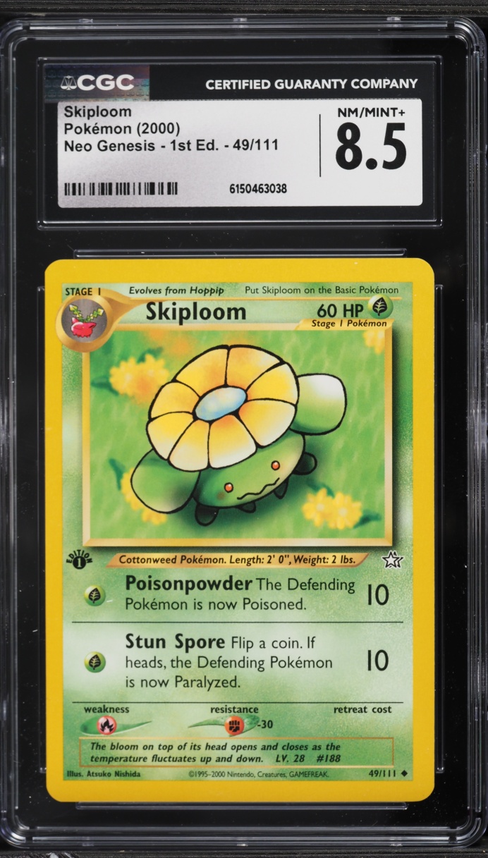 2000 Pokemon Neo Genesis 1st Edition Skiploom #49 CGC 8.5 NM-MT+
