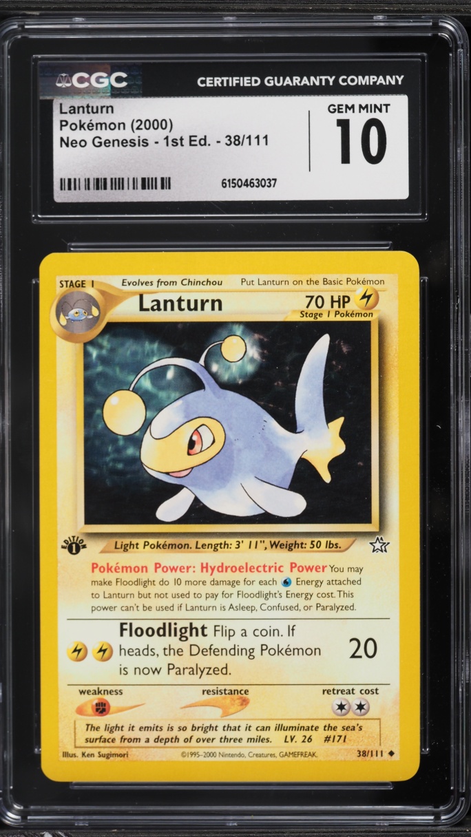 2000 Pokemon Neo Genesis 1st Edition Lanturn #38 CGC 10 GEM MINT