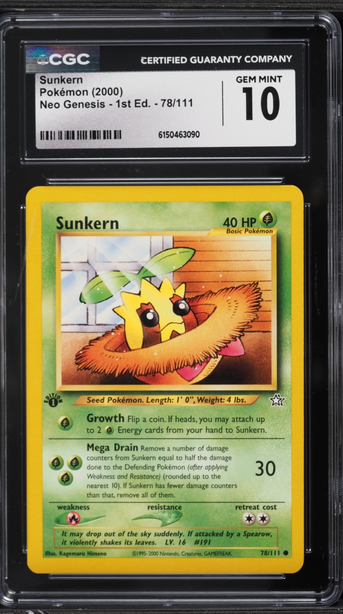 2000 Pokemon Neo Genesis 1st Edition Sunkern #78 CGC 10 GEM MINT