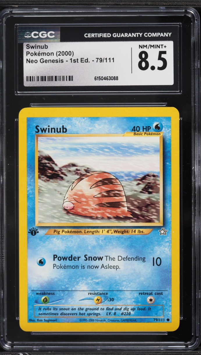 2000 Pokemon Neo Genesis 1st Edition Swinub #79 CGC 8.5 NM-MT+