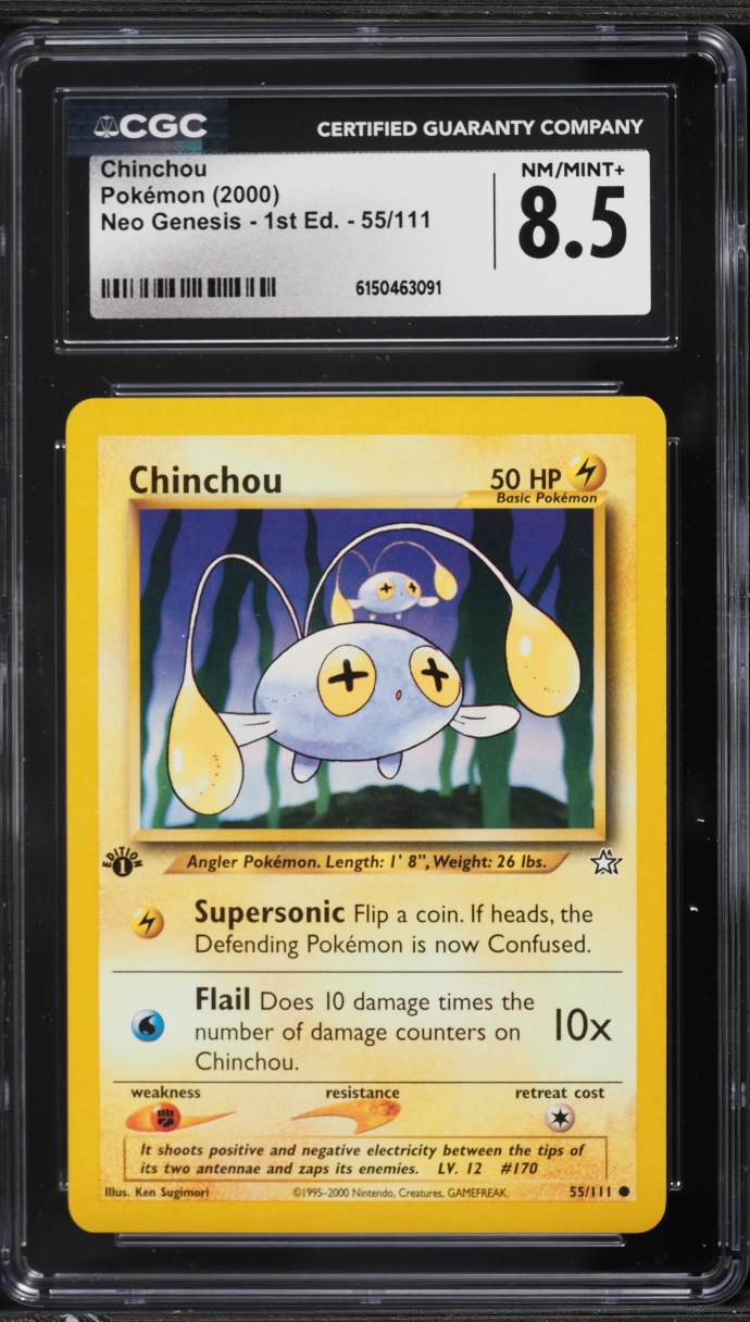 2000 Pokemon Neo Genesis 1st Edition Chinchou #55 CGC 8.5 NM-MT+