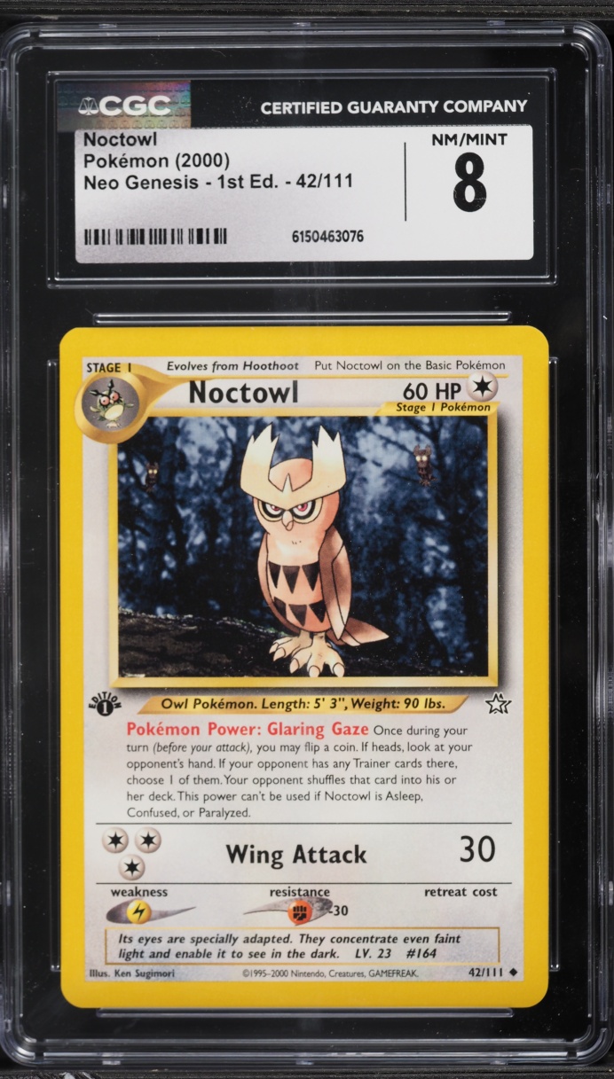 2000 Pokemon Neo Genesis 1st Edition Noctowl #42 CGC 8 NM-MT