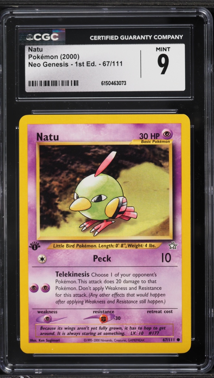 2000 Pokemon Neo Genesis 1st Edition Natu #67 CGC 9 MINT