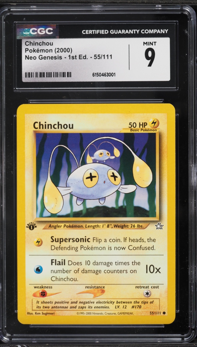2000 Pokemon Neo Genesis 1st Edition Chinchou #55 CGC 9 MINT