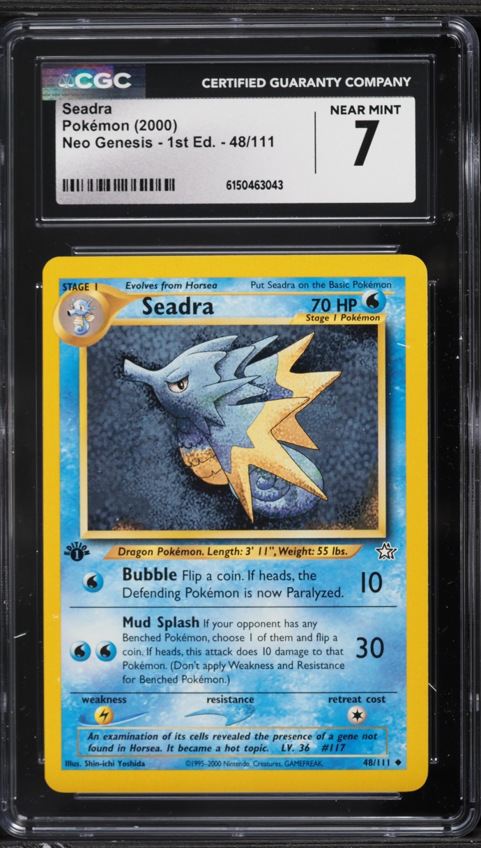 2000 Pokemon Neo Genesis 1st Edition Seadra #48 CGC 7 NRMT