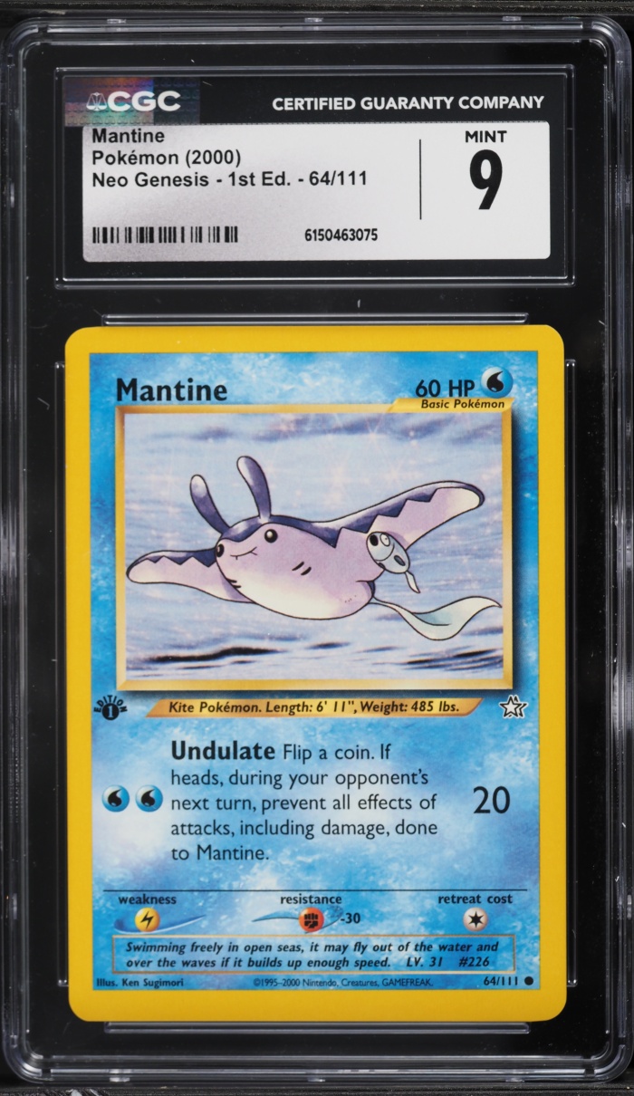 2000 Pokemon Neo Genesis 1st Edition Mantine #64 CGC 9 MINT