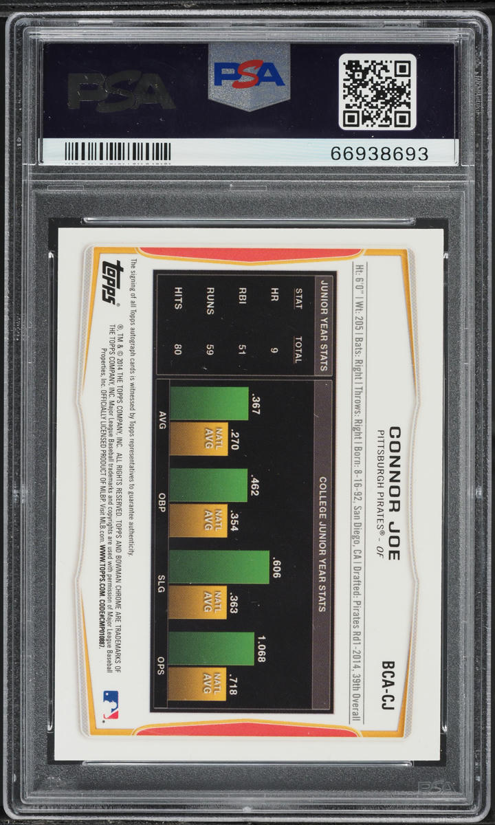 2014 Bowman Chrome Draft Pick Connor Joe PROSPECT AUTO DNA 10 #BCA-CJ PSA 10 GEM