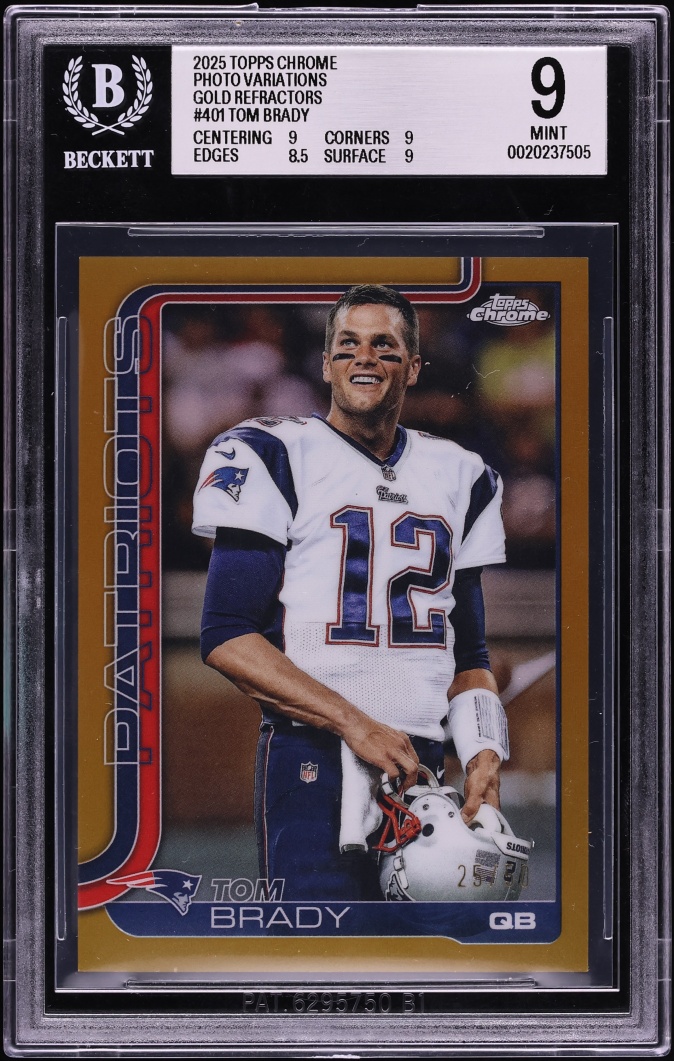 2025 Topps Chrome Photo Variations Gold Refractors Tom Brady /50 #401 BGS 9 MINT