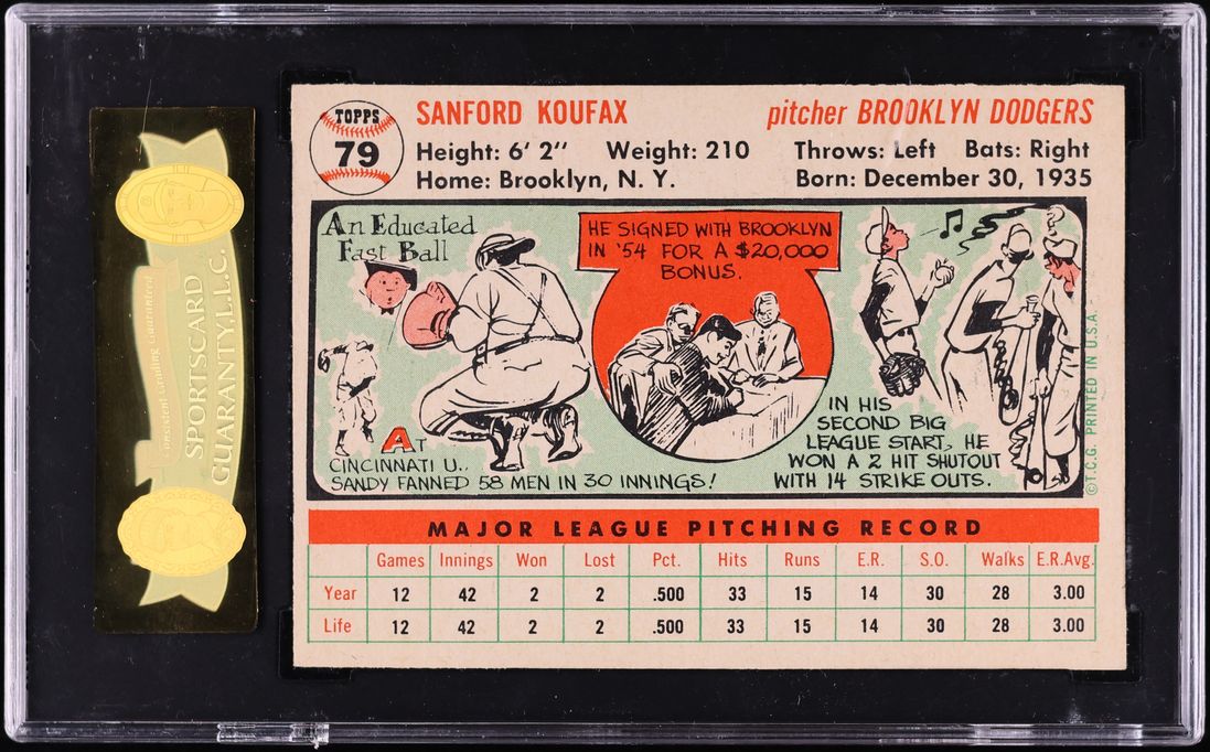 1956 Topps Sandy Koufax #79 SGC 7 NRMT