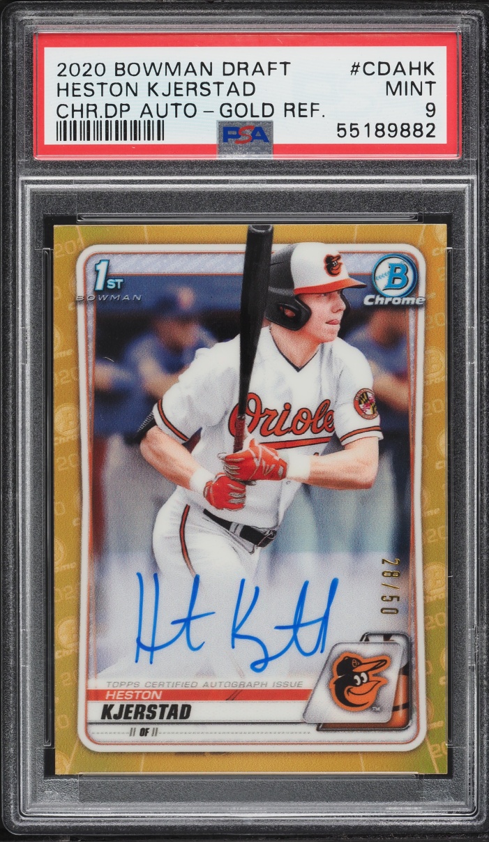 2020 Bowman Chrome Draft Gold Refractor Heston Kjerstad PROSPECT AUTO /50 #CDAHK PSA 9 MINT