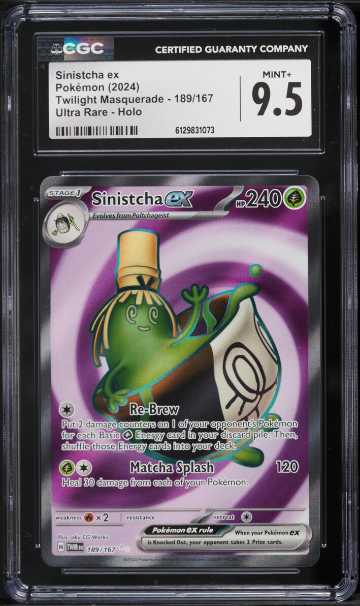 2024 Pokemon SV Twilight Masquerade Full Art Sinistcha ex #189 CGC 9.5 MINT+