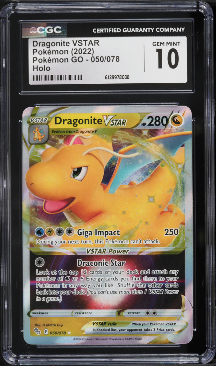 2022 Pokemon Sword & Shield GO Holo Dragonite VSTAR #50 CGC 10 GEM MINT