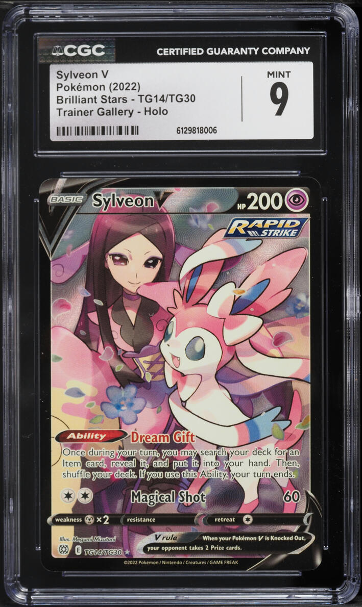 2022 Pokemon Sword & Shield Brilliant Stars CHR Sylveon V #TG14 CGC 9 MINT