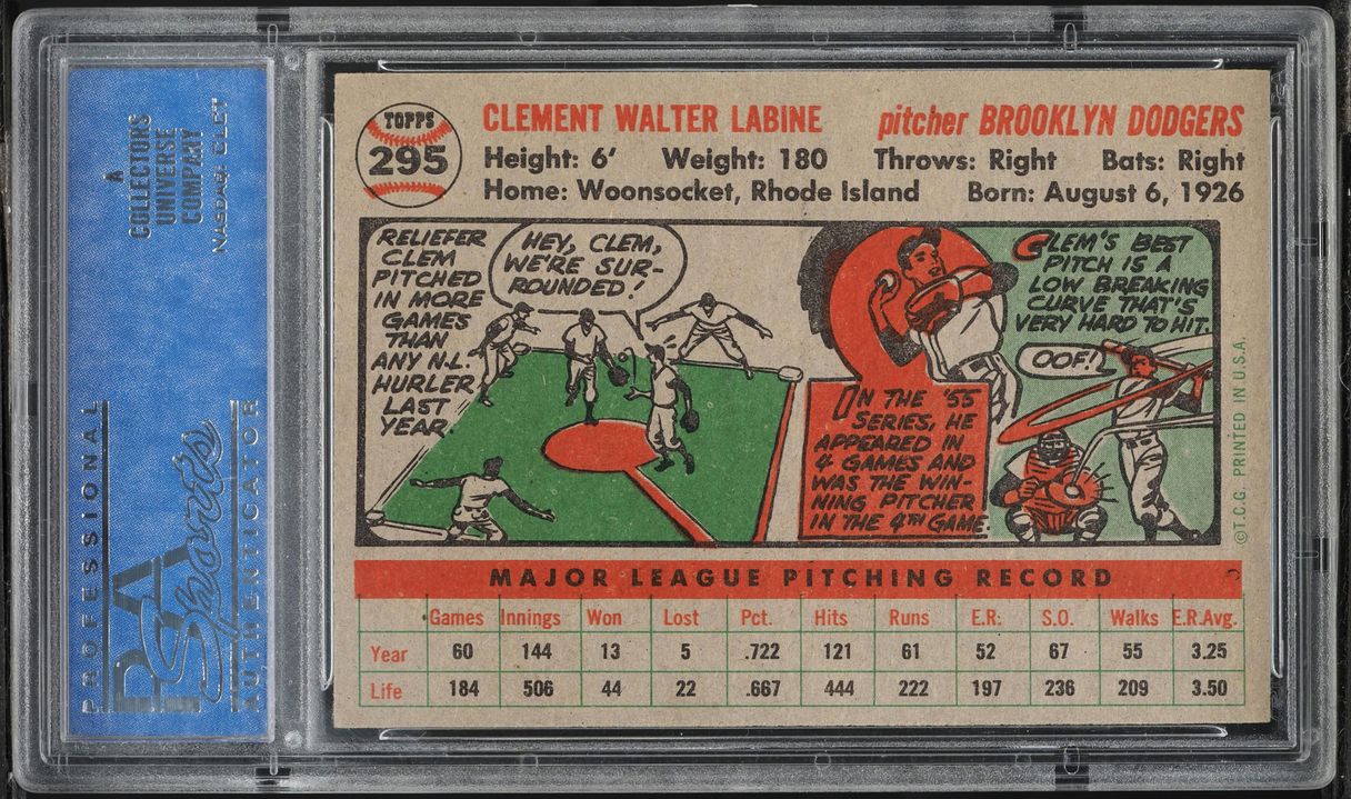 1956 Topps Clem Labine #295 PSA 7 NRMT