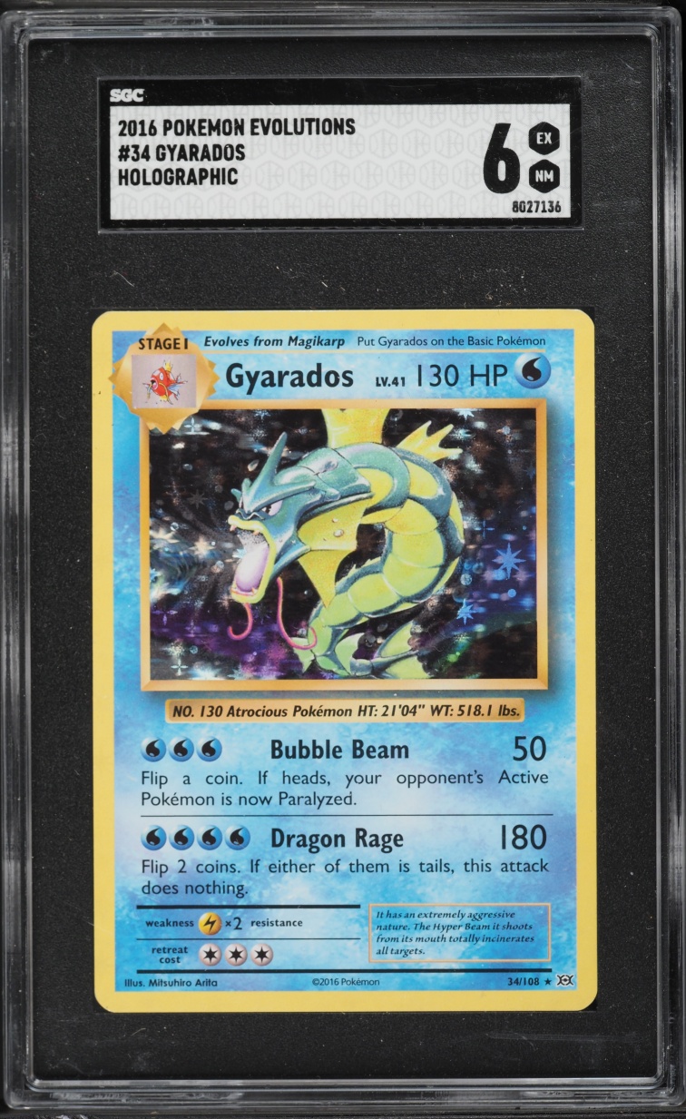 2016 Pokemon Evolutions Holographic Gyarados #34 SGC 6 EXMT