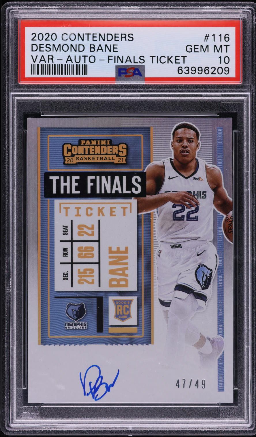 2020 Panini Contenders Finals Desmond Bane ROOKIE AUTO /49 #116 PSA 10 GEM MINT