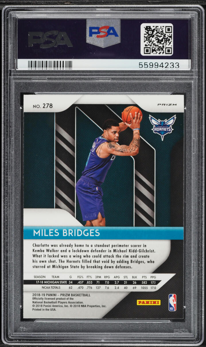 2018 Panini Prizm Pink Ice Miles Bridges ROOKIE #278 PSA 10 GEM MINT