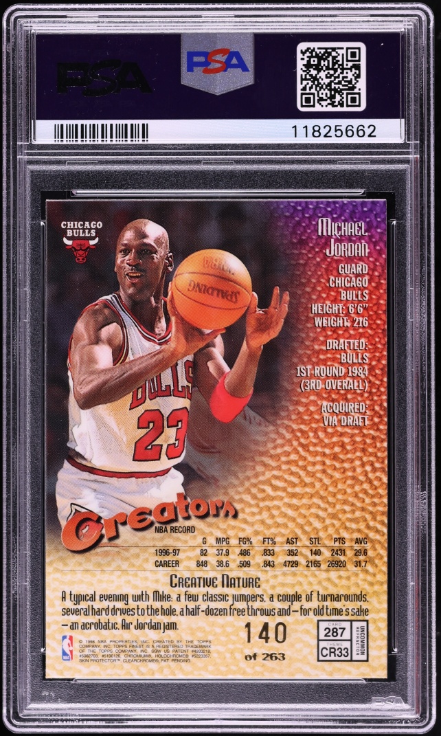 1997 Finest Embossed Refractor Michael Jordan /263 #87 PSA 10 GEM MINT