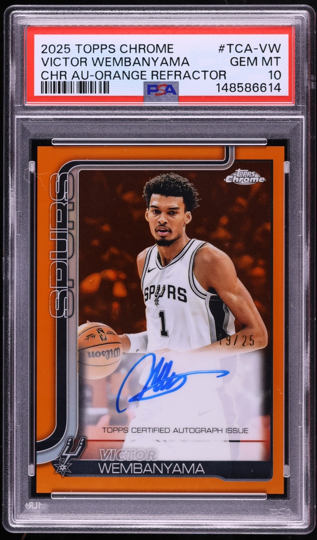 2025 Topps Chrome Orange Refractor Victor Wembanyama AUTO /25 #TCA-VW PSA 10 GEM MINT