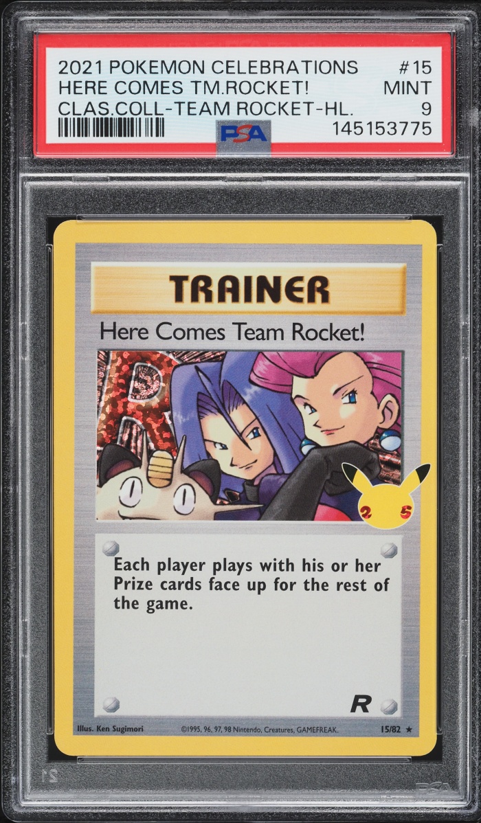 2021 Pokemon SWSH Celebrations Classic Collection Holo Here Comes Team Rocket! #15 PSA 9 MINT