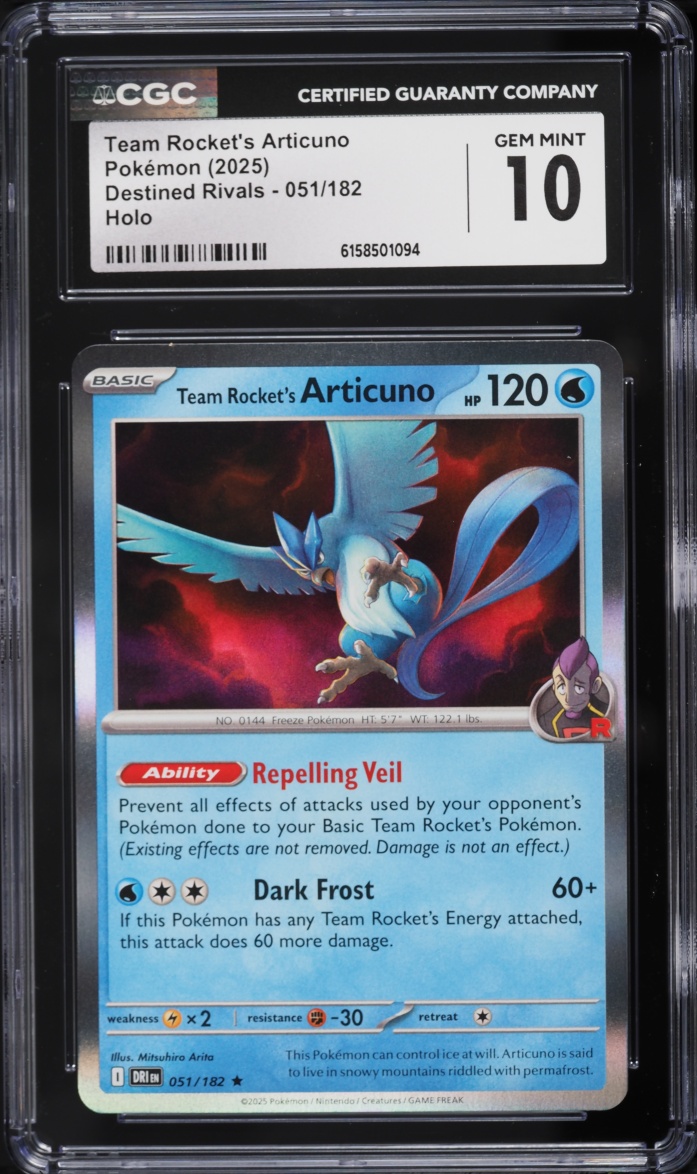 2025 Pokemon Scarlet & Violet Destined Rivals Holo Team Rocket's Articuno #51 CGC 10 GEM MINT