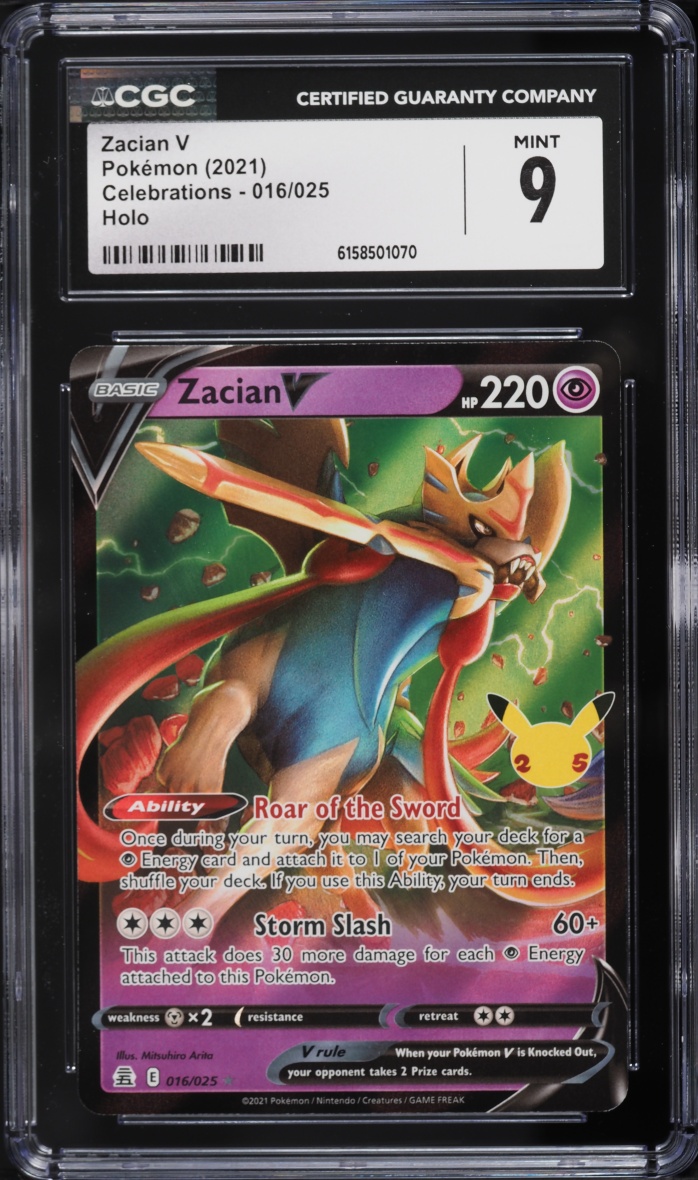 2021 Pokemon Sword & Shield Celebrations Zacian V #16 CGC 9 MINT