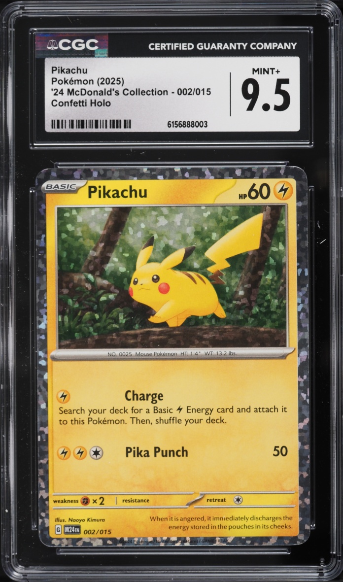 2025 Pokemon Scarlet & Violet McDonald's Collection Confetti Holo Pikachu #2 CGC 9.5 MINT+