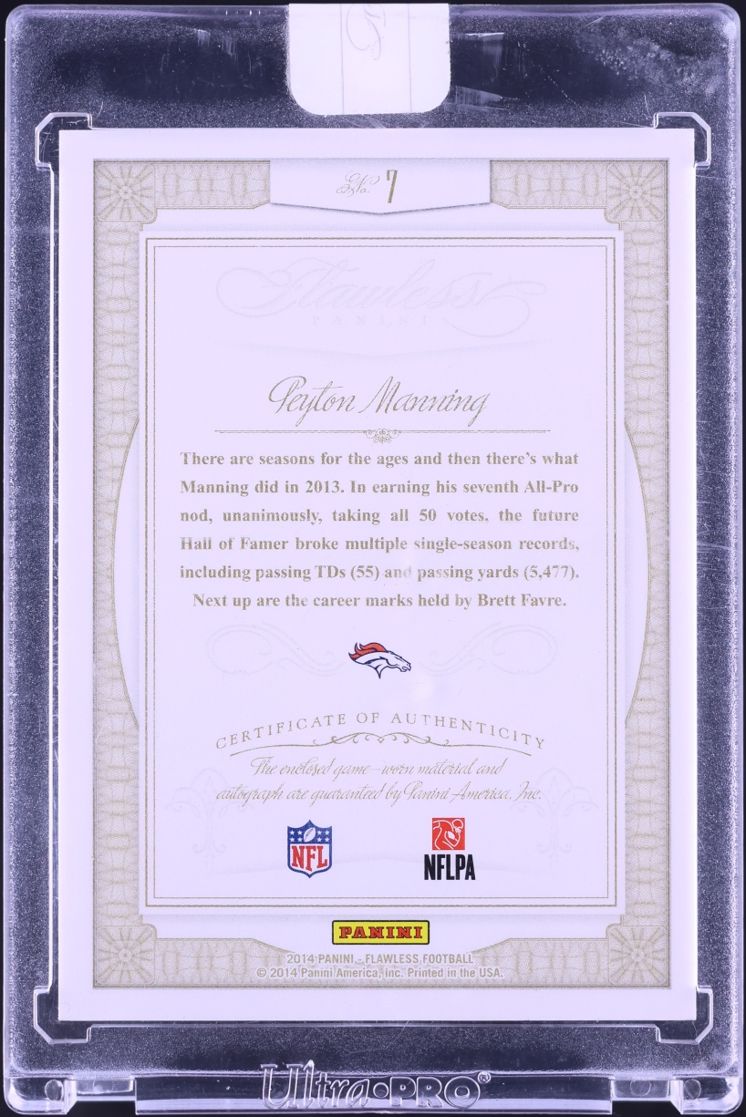 2014 Panini Flawless Greats Ruby Peyton Manning PATCH AUTO 15/15 #7 - Photo 2