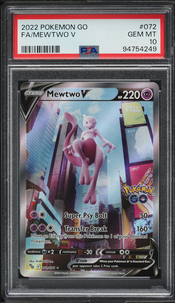 2022 Pokemon Sword & Shield Pokemon GO Alt Art Mewtwo V #72 PSA 10 GEM MINT