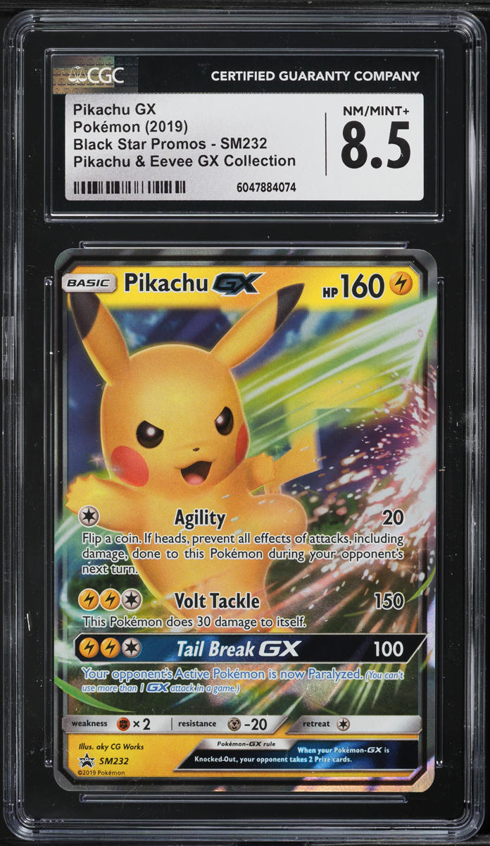 2019 Pokemon Sun & Moon Black Star Promo Pikachu GX #SM232 CGC 8.5 NM-MT+