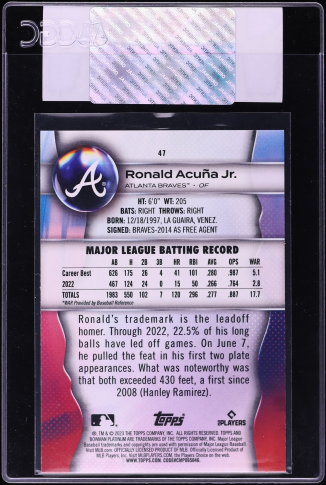 2023 Bowman Platinum Ronald Acuna Jr. #47 CGC AUTH