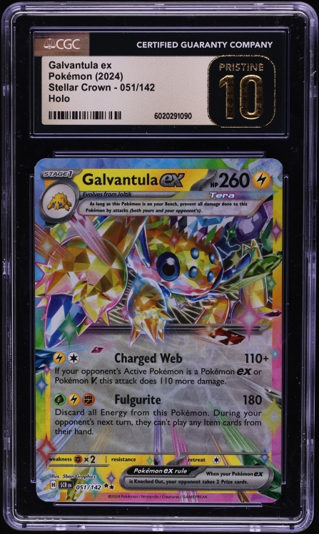 2024 Pokemon Scarlet & Violet Stellar Crown Holo Galvantula ex #51 CGC 10 PRISTINE