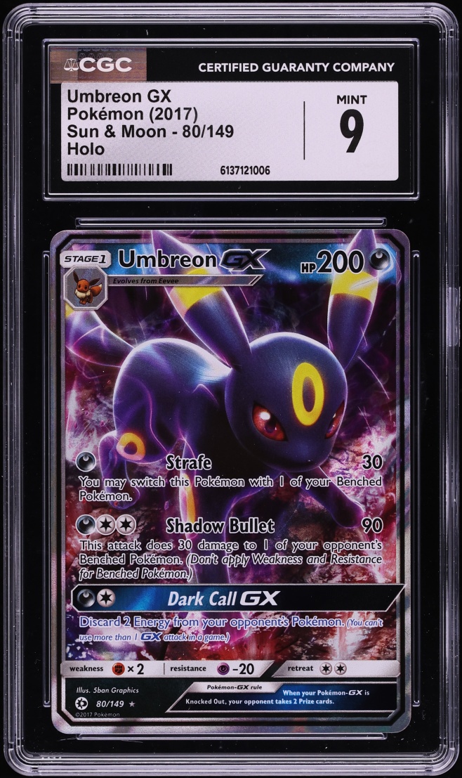 2017 Pokemon Sun & Moon Holo Umbreon GX #80 CGC 9 MINT