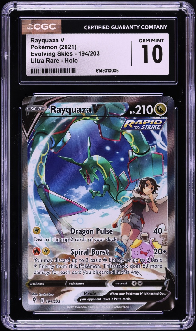 2021 Pokemon Sword & Shield Evolving Skies CHR Rayquaza V #194 CGC 10 GEM MINT