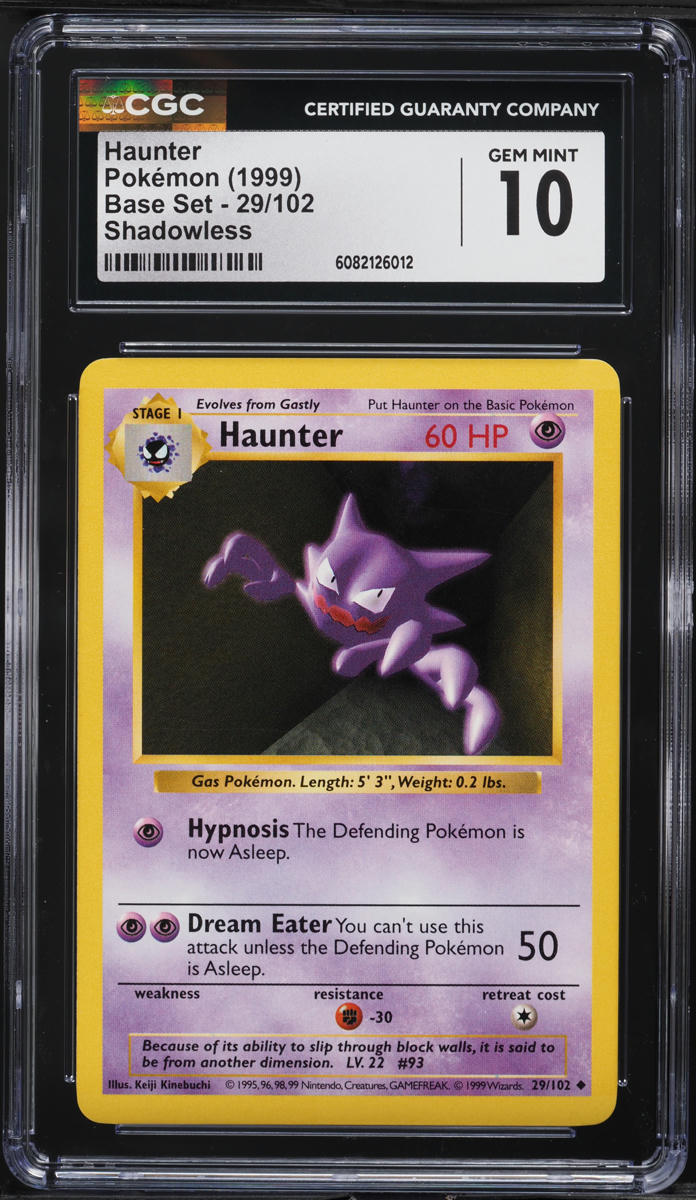 1999 Pokemon Base Set Shadowless Haunter #29 CGC 10 GEM MINT