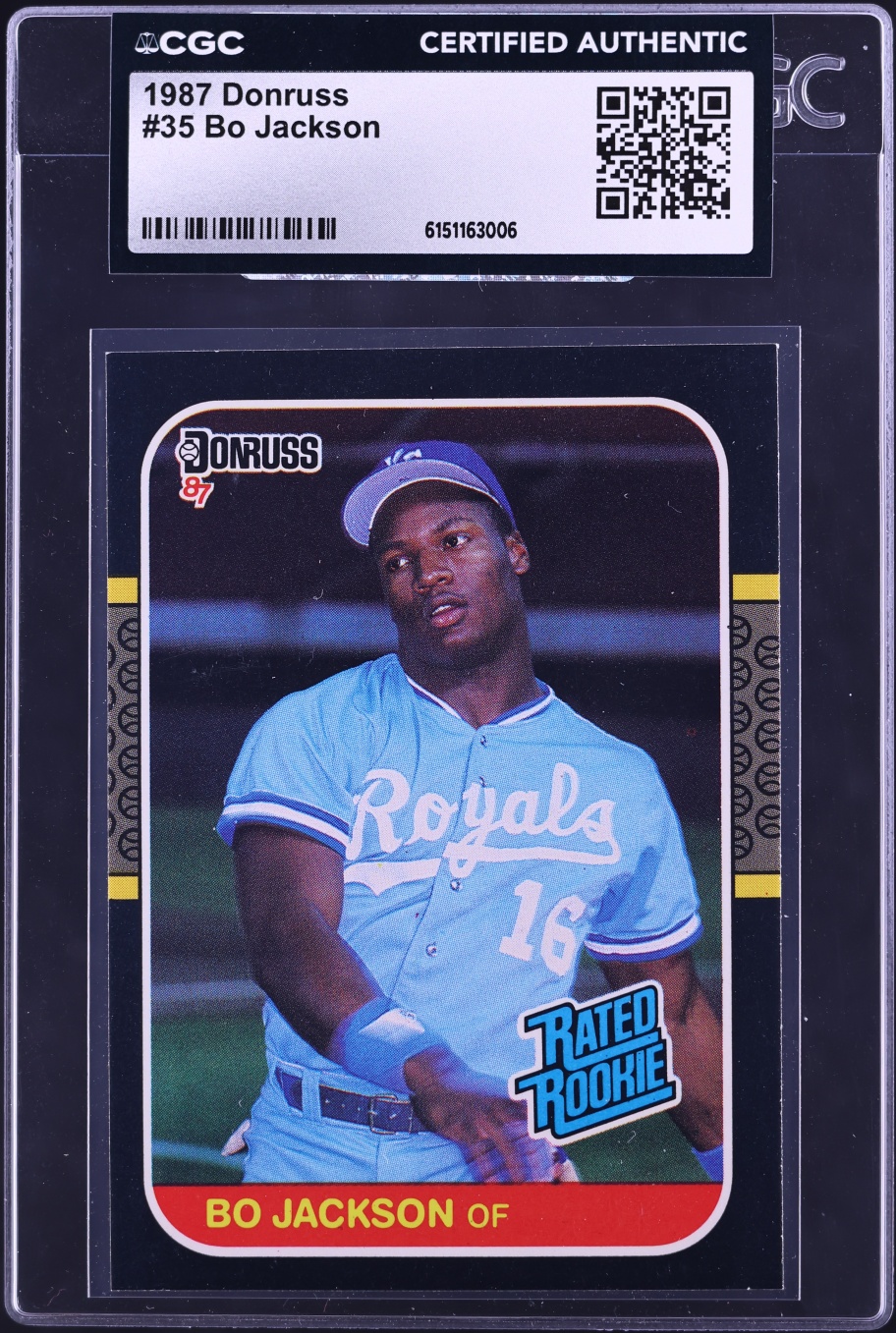 1987 Donruss Bo Jackson ROOKIE #35 CGC AUTH