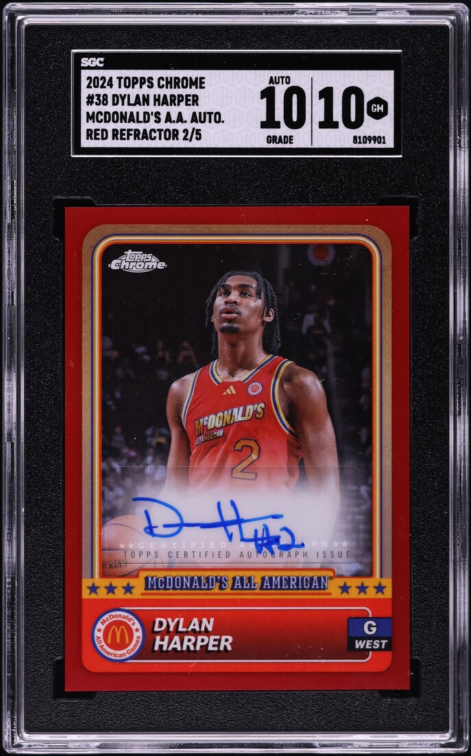 2024 Topps Chrome McDonald's A/A Red Ref Dylan Harper RC AUTO JSY #2/5 SGC 10