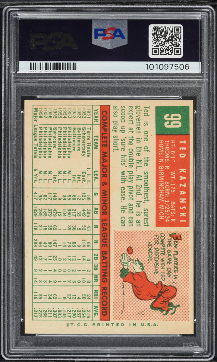 1959 Topps Ted Kazanski #99 PSA 5 EX