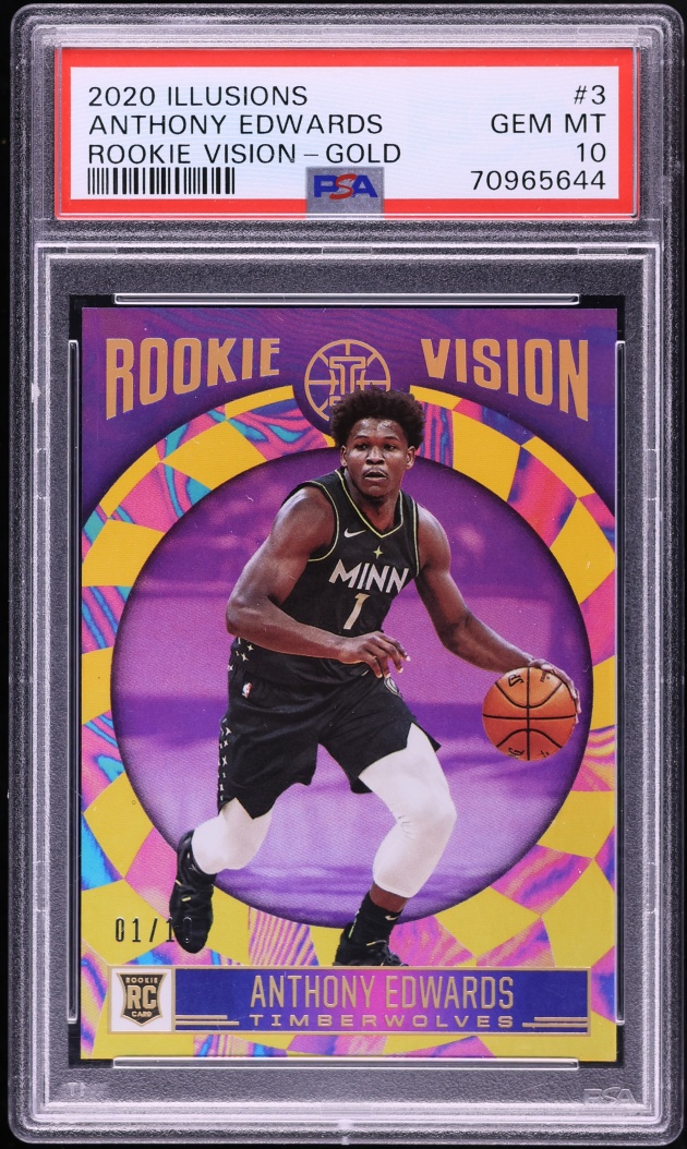 2020 Panini Illusions Vision Gold Anthony Edwards ROOKIE JERSEY # 1/10 #3 PSA 10 GEM MINT