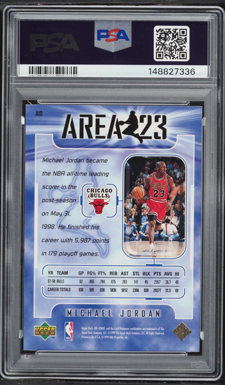 1998 Upper Deck Ionix Area 23 Michael Jordan #A10 PSA 8 NM-MT